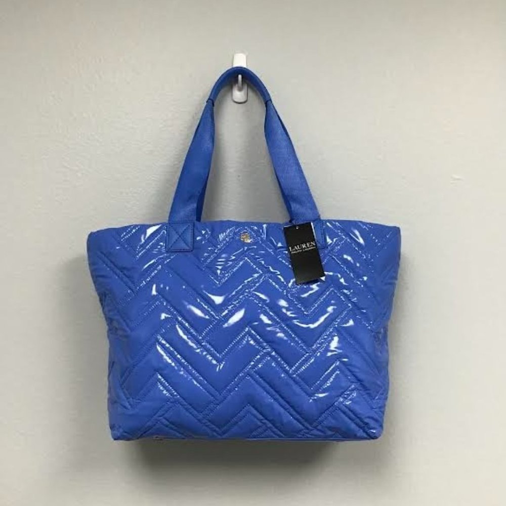 LAUREN RALPH LAUREN Quilted Dust Blue Tote - NWT
